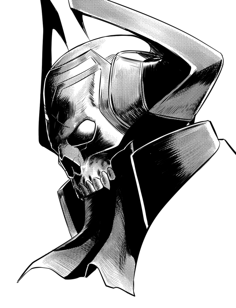 fate/grand_order fate_(series) greyscale hikichi_sakuya king_hassan_(fate) monochrome simple_background skull