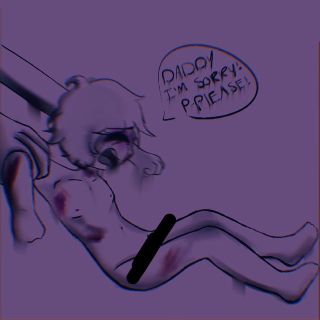 2boys artist_request bruise censored crying crying_child_(fnaf) crying_with_eyes_closed dragging english_text five_nights_at_freddy&#039;s full_body hand_on_arms injury multiple_boys nude open_mouth sketch speech_bubble tagme tears william_afton