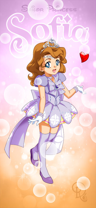 1girl bishoujo_senshi_sailor_moon blue_eyes brooch brown_hair circlet cosplay disney drachea_rannak dress female_focus full_body gloves heart jewelry open_mouth parody purple_dress ribbon sailor_collar sailor_senshi sailor_senshi_(cosplay) short_dress smile sofia_(disney) sofia_the_first solo thighhighs tiara unofficial_sailor_senshi_uniform watermark white_gloves
