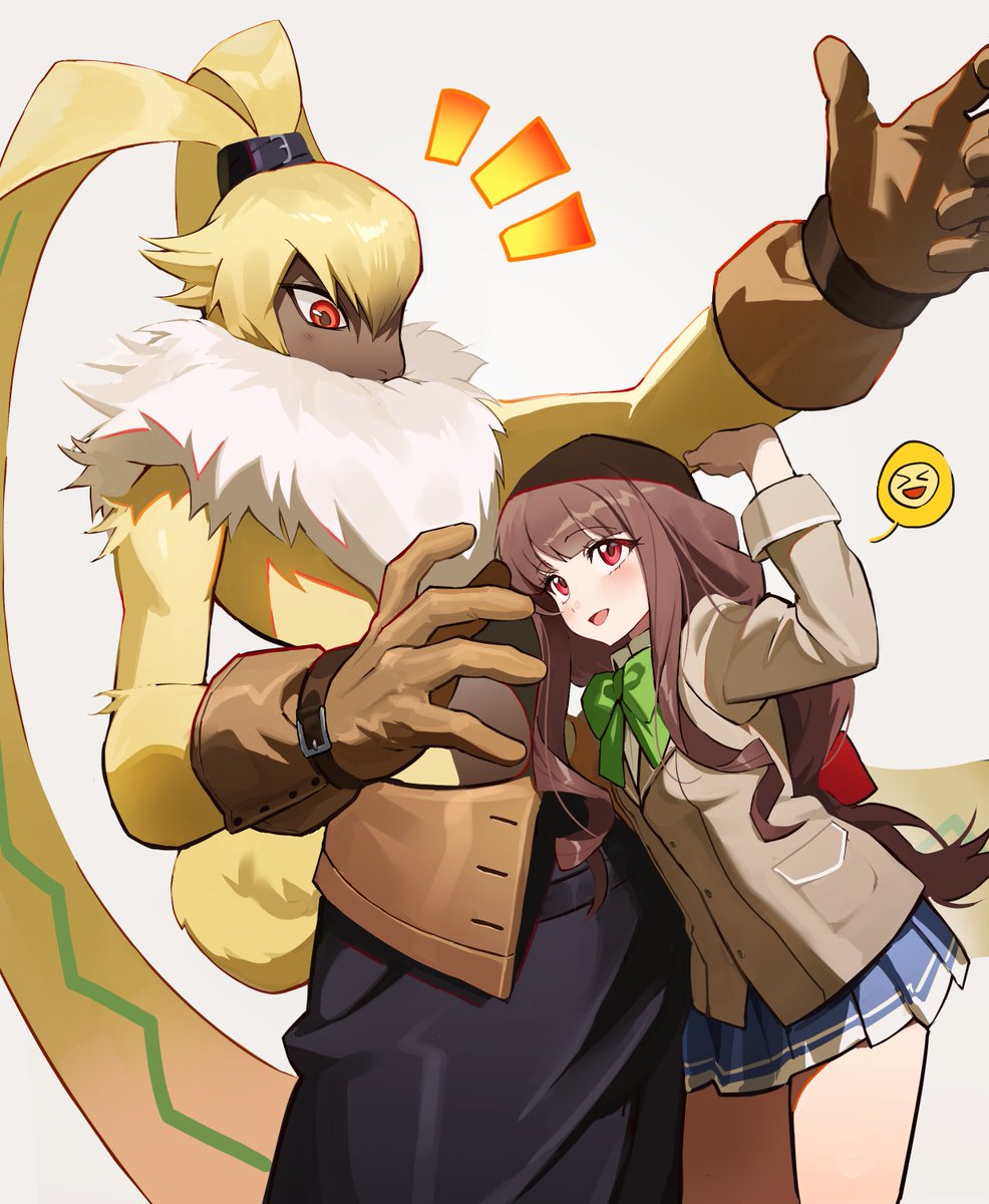 belt digimon digimon_(creature) digimon_ghost_game gloves ribbon skirt symbareangoramon tsukiyono_ruli