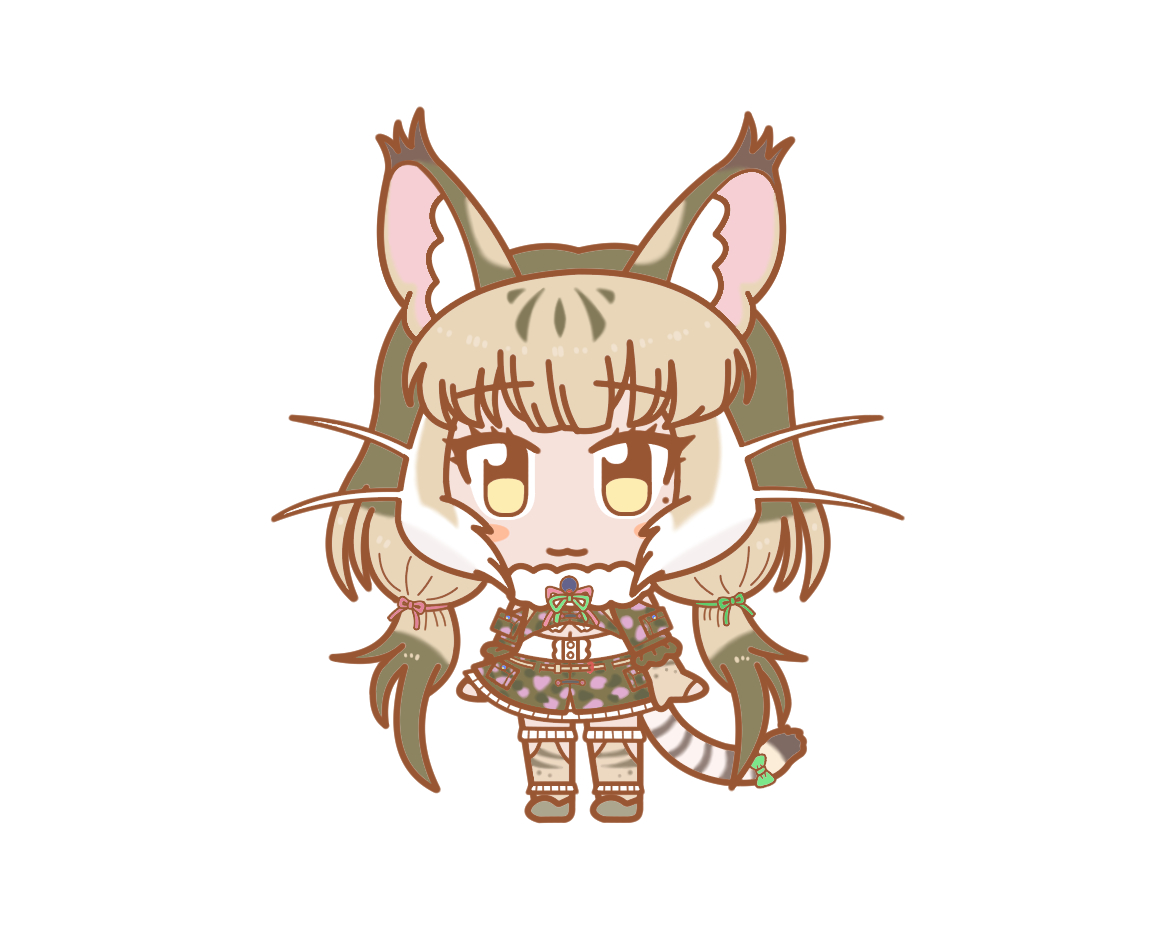 1girl animal_ears cat_ears cat_girl cat_tail ef63_11 jungle_cat_(kemono_friends) kemono_friends kemono_friends_pavilion kemono_friends_v_project looking_at_viewer simple_background solo tail virtual_youtuber