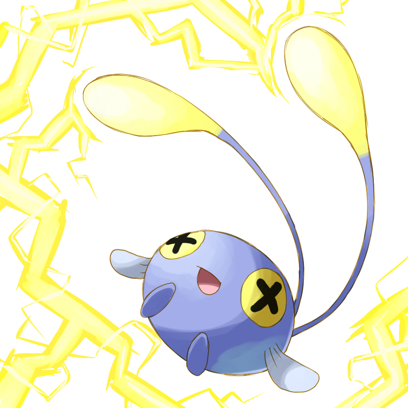 chinchou cross-shaped_pupils electricity gen_2_pokemon good_frog nintendo no_humans open_mouth pokemon pokemon_(creature) simple_background solo symbol-shaped_pupils white_background