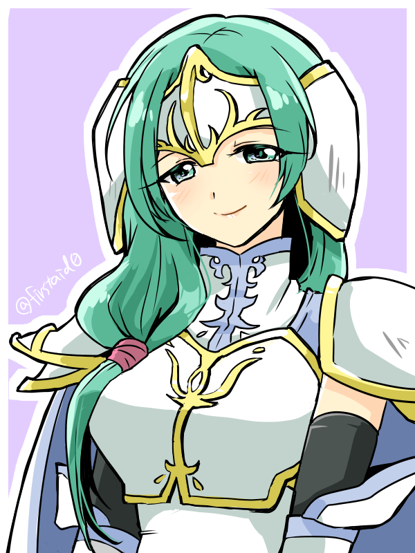 1girl aqua_eyes aqua_hair armor breastplate fire_emblem fire_emblem:_path_of_radiance fire_emblem:_radiant_dawn headband long_hair looking_at_viewer nintendo sigrun_(fire_emblem) solo white_armor yukia_(firstaid0)