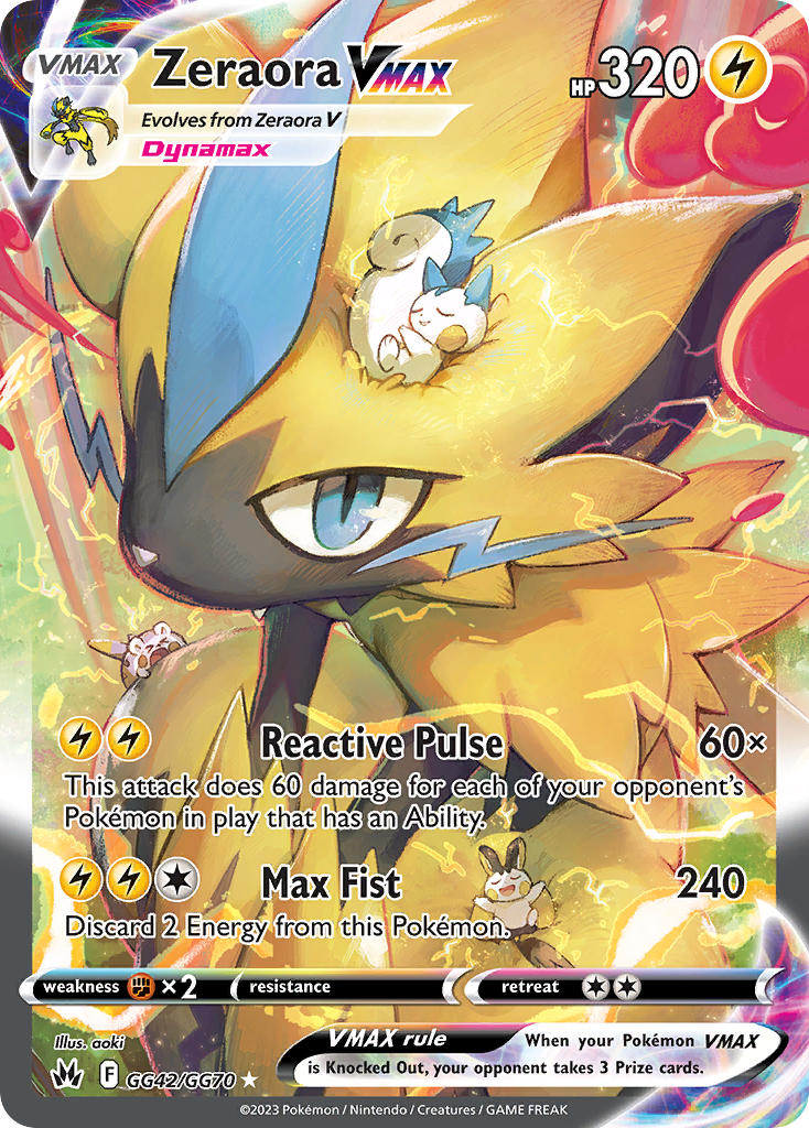 &gt;_&lt; aoki_(fumomo) artist_name blue_eyes card_(medium) character_name closed_eyes company_name copyright_name copyright_notice dynamax electricity emolga english_text gen_4_pokemon gen_5_pokemon gen_7_pokemon legendary_pokemon mythical_pokemon nintendo official_art open_mouth pachirisu pokemon pokemon_(creature) pokemon_card pokemon_focus pokemon_tcg red_clouds sleeping slit_pupils smile solo_focus third-party_source togedemaru trading_card zeraora