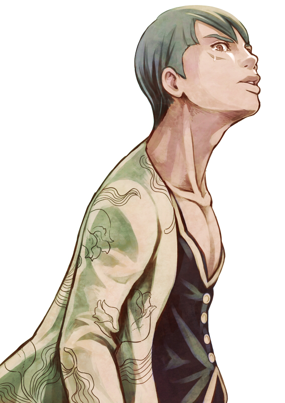 1boy blue_hair brown_eyes chounorin jojo_no_kimyou_na_bouken luca_(jojo) male_focus scar solo vento_aureo