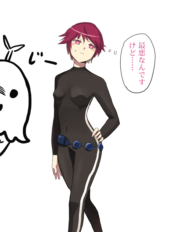 2girls belt blush chloe_valens cosplay digimon digimon_savers fujieda_yoshino lalamon looking_at_viewer multiple_girls plant simple_background tales_of_(series) tales_of_legendia translated