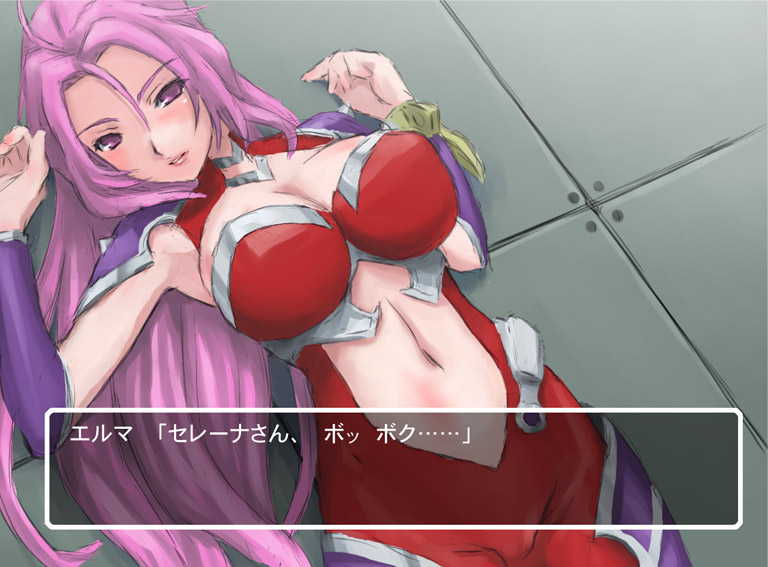 1girl banpresto bodysuit breasts cleavage female_focus large_breasts long_hair midriff purple_eyes purple_hair selena_recital shimano_natsume slit_navel solo super_robot_wars super_robot_wars_alpha the_3rd_super_robot_wars_alpha