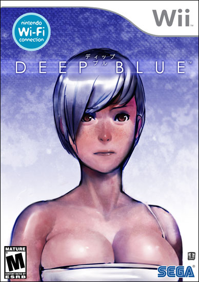 1girl blue_hair breasts brown_eyes cleavage female_focus game game_console qiqo sega short_hair solo wii