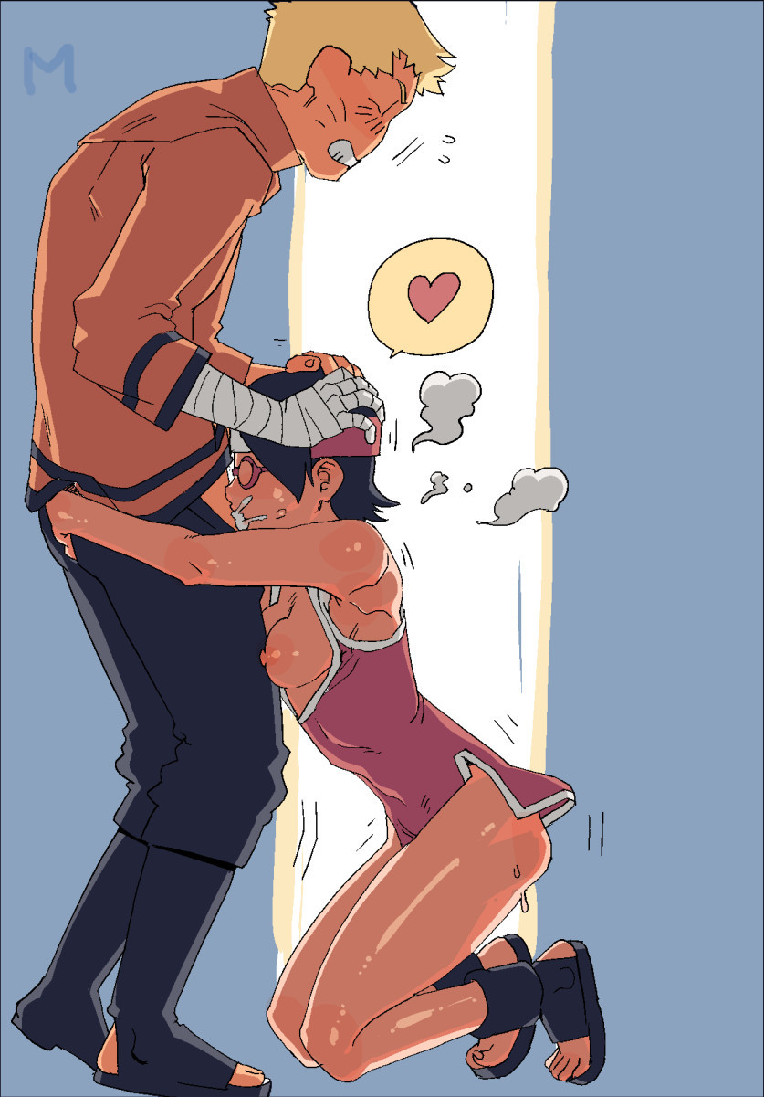 1boy 1girl ac120 against_wall age_difference alley armpits bandaged_arm bandages black_footwear black_gloves black_hair blonde_hair boruto:_naruto_next_generations bottomless breasts breasts_out cheating_(relationship) clothed_sex cum cum_in_mouth cum_overflow dated deepthroat dress ejaculation elbow_gloves fellatio fingerless_gloves flying_sweatdrops forehead_protector from_side full_body gloves hand_on_another&#039;s_head hands_on_own_knees headband heart hetero highres hug_and_suck hugging_fellatio kneeling medium_breasts naruto_(classic) naruto_(series) netorare no_eyes no_legwear open_clothes open_dress open_fly oral orange_shirt outdoors public_indecency red_dress red_headband sandals shirt short_hair sleeveless sleeveless_dress small_breasts speech_bubble spoken_heart sweat thighs uchiha_sarada uzumaki_naruto