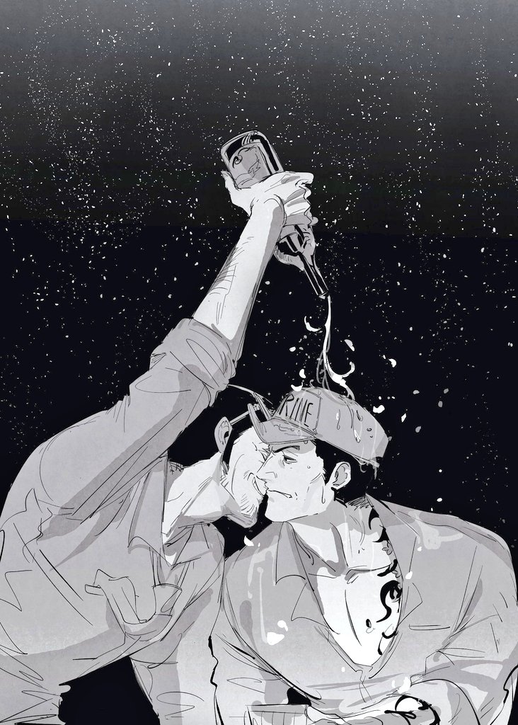 2boys 6cheetah aged_down borsalino_(kizaru) bottle couple eyewear_on_head facial_hair greyscale holding holding_bottle imminent_kiss light_frown long_sideburns male_focus mature_male monochrome multiple_boys mustache_stubble one_piece pectoral_cleavage pectorals pouring pouring_onto_another pouring_onto_self sakazuki_(akainu) short_hair sideburns smile sparse_stubble stubble sunglasses wine_bottle yaoi