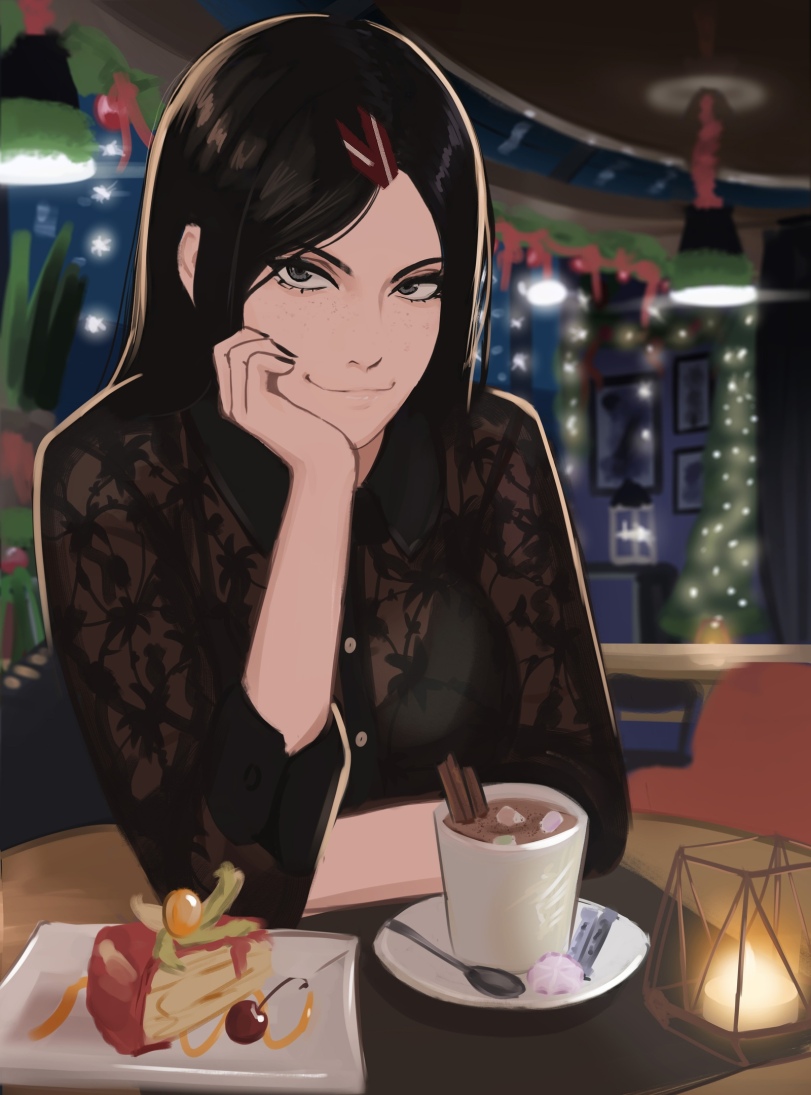 cake food freckles kadence_(veyonis) see-through_clothes tagme veyonis