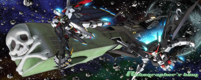 3d arcadia asteroid beam_gun bow_(weapon) crossbone_gundam crossbone_gundam_x-1 crossbone_gundam_x-1_full_cloth crossbow crossover flying gundam gundam_age gundam_age-2_darkhound harlock_saga lance mecha no_humans pirate polearm robographer robot skull_and_crossbones super_robot_wars super_robot_wars_t uchuu_kaizoku_captain_harlock waga_seishun_no_arcadia weapon