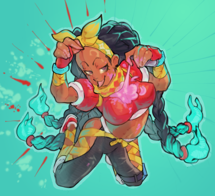 1girl bandana braid capcom dark-skinned_female dark_skin dreadlocks female_focus goose_llow kimberly_jackson scarf spray_can street_fighter street_fighter_6