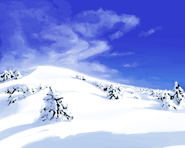 blue_sky kikurage_(crayon_arts) no_humans original outdoors pine_tree scenery sky snow tree