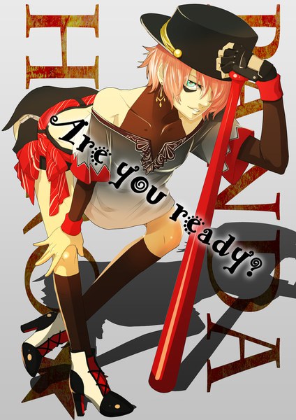 baseball_bat bent_over gumi high_heels panda_hero_(vocaloid) shoes socks tagme vocaloid