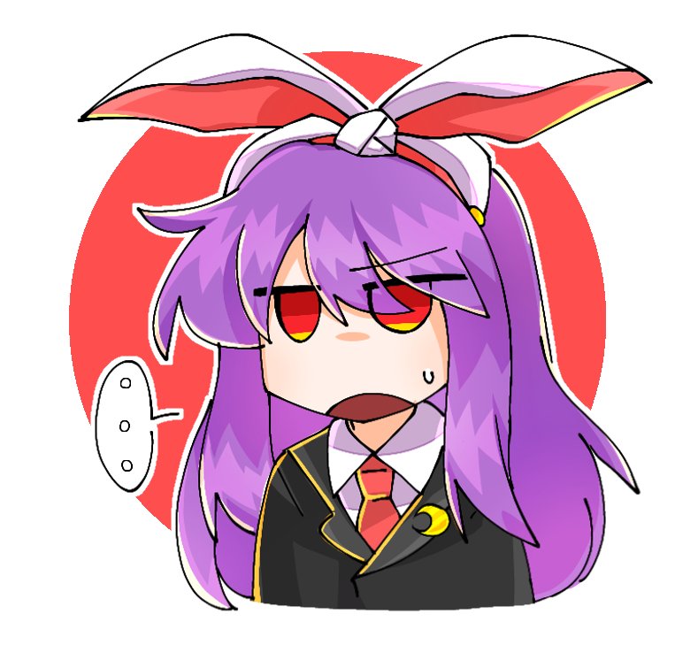 ... 1girl animal_ears black_jacket chibi jacket long_hair necktie open_mouth pink_hair priswocaer rabbit_ears rabbit_girl red_eyes red_necktie reisen_udongein_inaba shirt solo speech_bubble spoken_ellipsis suit_jacket touhou very_long_hair white_background white_shirt