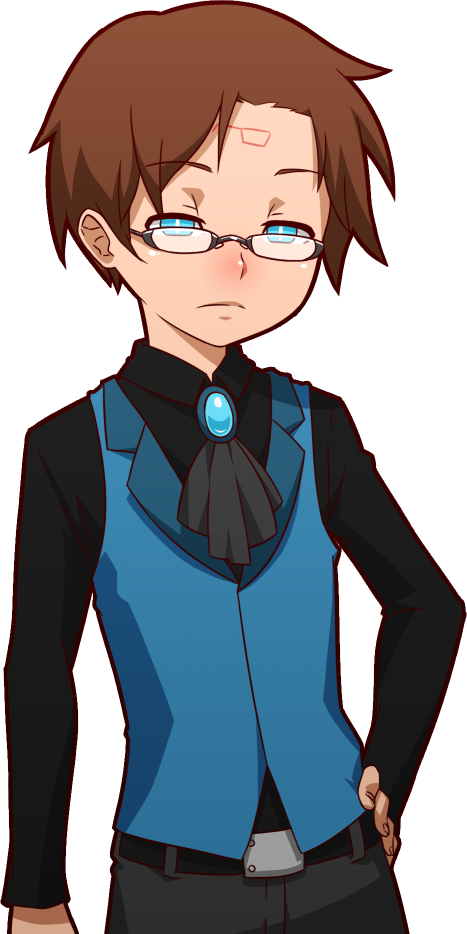 1boy bad_id bad_tumblr_id belt belt_buckle bespectacled blue_eyes brown_hair buckle dark_persona dipper_gleeful dipper_pines expressionless facial_mark forehead_mark glasses gravity_falls hand_on_own_hip male_focus mike_inel reverse_falls_(gravity_falls) solo transparent_background vest