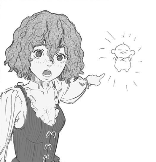 1boy 1girl :o berserk blush bob_cut body_freckles breasts butterchalk cleavage closed_eyes collarbone commentary corset crossed_arms english_commentary eyelashes fairy fairy_wings flying freckles frilled_shirt frills frown greyscale hair_between_eyes index_finger_raised isma long_bangs long_sleeves meme monochrome notice_lines open_mouth pointing pointing_at_another puck_(berserk) scoop_neck shirt short_hair simple_background small_breasts smug teeth thick_eyebrows two_soyjaks_pointing_(meme) upper_body wavy_hair wide-eyed wings