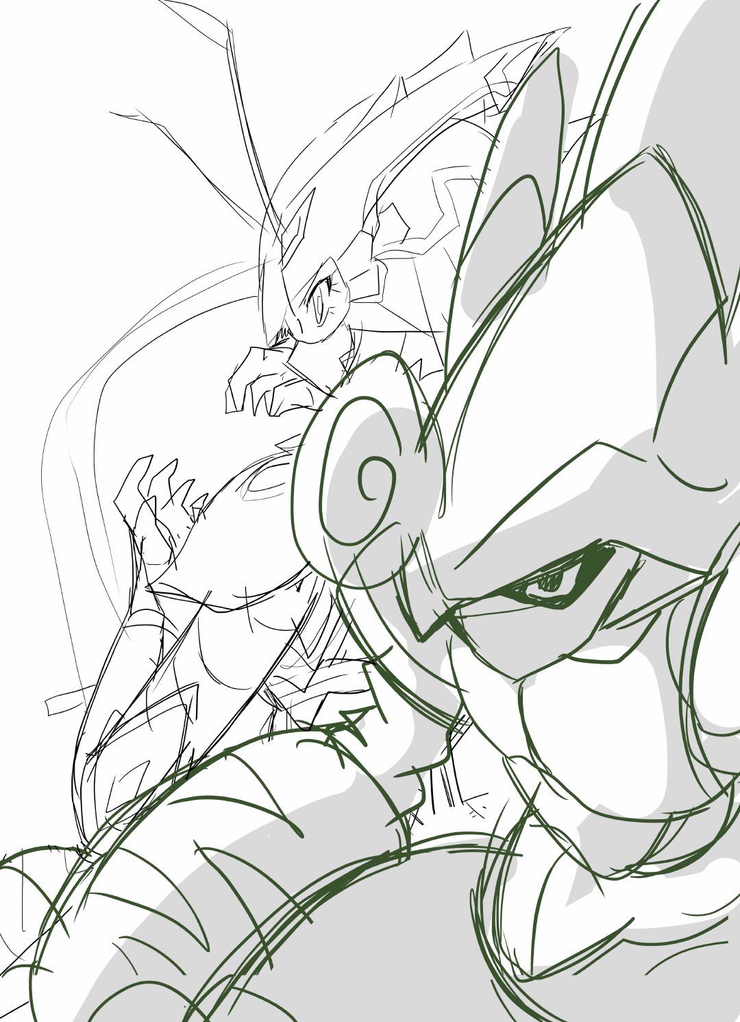 1boy 1girl armor armored_gloves butterfly_wings character_request covered_mouth digimon digimon_(creature) digimon_story:_cyber_sleuth_hacker&#039;s_memory fighting fighting_stance helmet highres hudiemon insect_wings mask mouth_mask ph6xeivbgpimggg shoulder_armor sketch tinted_eyewear wings