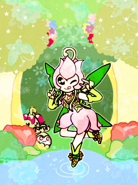 digimon digimon_(creature) fairy flower lilimon monster_girl palmon petals plant_girl tanemon