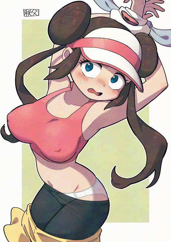 1girl brown_hair chichibu_(watson) donut_hair_bun hair_bun nintendo pokemon pokemon_bw2 rosa_(pokemon) solo twintails undressing