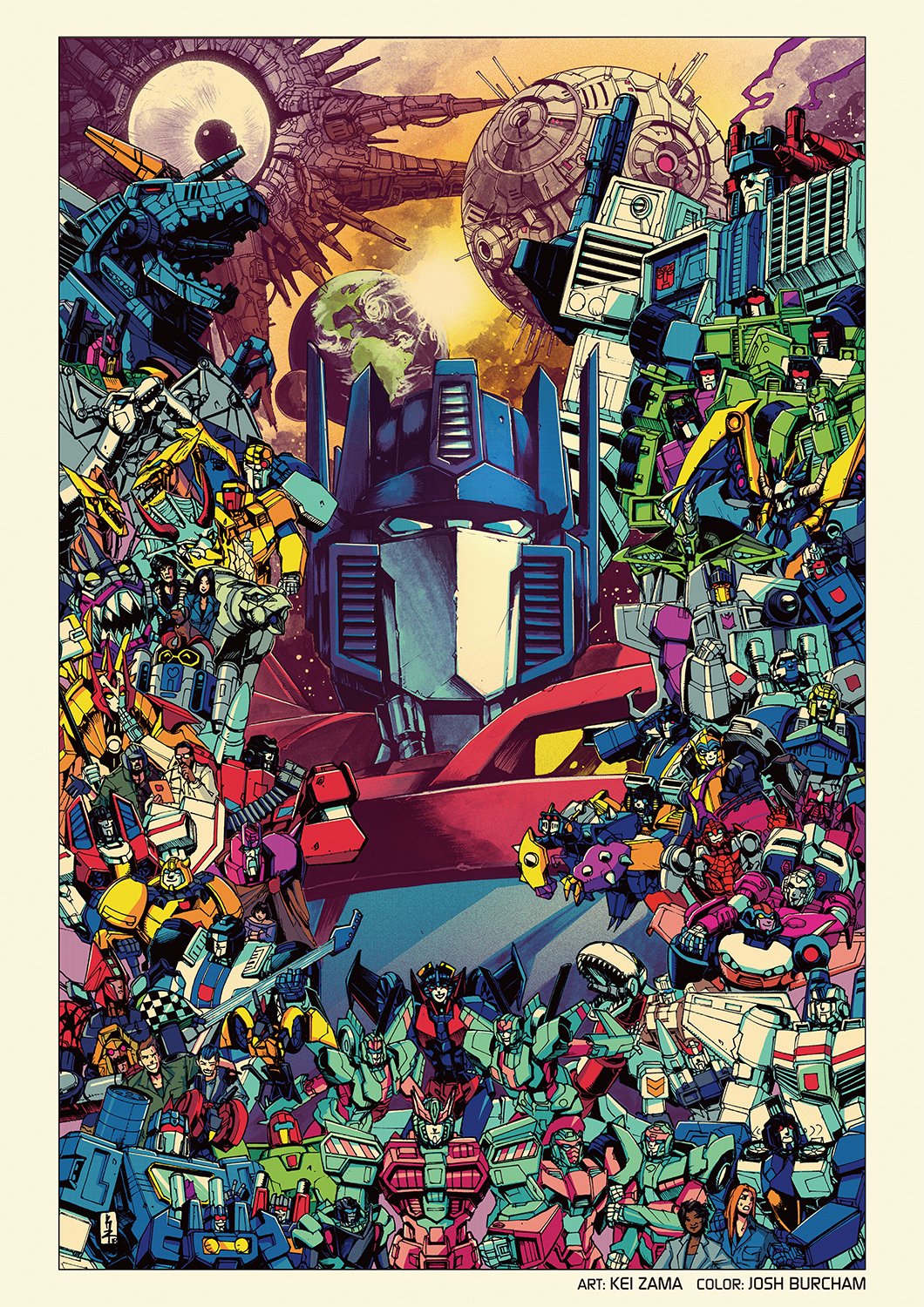 4boys 4girls aileron alpha_trion arcee artist_collaboration artist_name assault_visor autobot beard blowing_kiss bludgeon_(transformers) blue_eyes bob_(transformers) bumblebee_(transformers) bump_(transformers) buster_(dog) buzzsaw_(transformers) character_request comic_cover commentary cosmos_(transformers) d.0.c_(transformers) dark-skinned_female dark-skinned_male dark_skin decepticon earth_(planet) english_commentary everyone facial_hair frenzy_(transformers) g.i._joe guitar highres holding holding_instrument hook_(transformers) horns instrument jazz_(transformers) jetfire josh_burcham kei_zama laserbeak looking_at_viewer marissa_faireborn mecha metroplex midnight_express_(transformers) mixmaster multiple_boys multiple_girls mustache official_art open_mouth optimus_prime optimus_prime_(idw) planet prowl_(transformers) pyra_magna red_eyes robot roulette_(transformers) rum-maj rumble_(transformers) scavenger_(transformers) science_fiction scrapper_(transformers) sharkticon sideswipe sky_lynx slag_(transformers) sludge_(transformers) smile snarl_(transformers) sofia_orozco soundwave_(transformers) spike_witwicky starscream sunstreaker swoop_(transformers) talon_(g.i._joe) the_transformers_(idw) thundercracker tracks_(transformers) transformers trypticon v-fin windblade wreck-gar