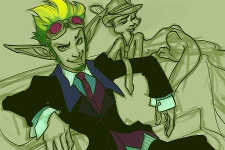 1boy couch daxter formal_clothes goggles goggles_on_head grin jak_&amp;_daxter jak_(jak_&amp;_daxter) jak_(jak_and_daxter) jak_and_daxter lowres necktie non-web_source ottsel pointy_ears sitting sketch smile