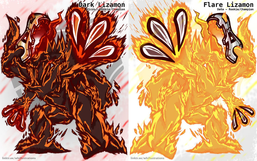armor claws darklizamon digimon digimon_(creature) fire flarelizamon mask tail