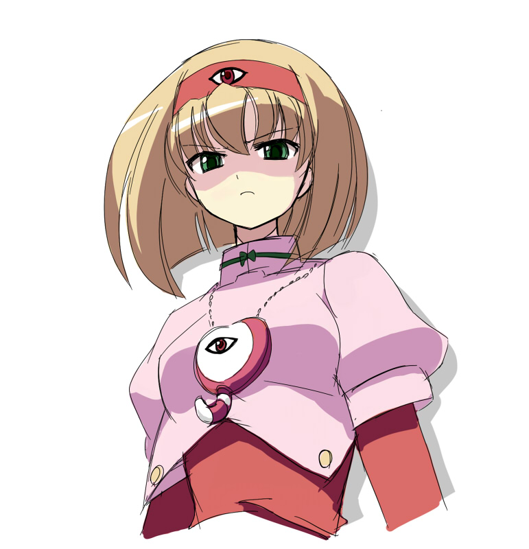 00s dai_mahou_touge eyeball frown hairband seo_tatsuya short_hair solo tanaka_punie