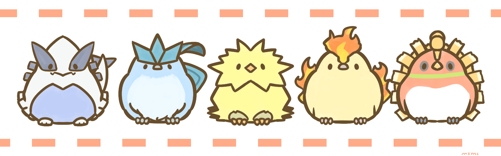 773mimisuke animal_focus articuno artist_name bird black_eyes chibi chibi_only closed_mouth commentary_request fire full_body gen_1_pokemon gen_2_pokemon highres ho-oh legendary_pokemon looking_at_viewer lugia moltres nintendo no_humans pokemon pokemon_(creature) simple_background solid_oval_eyes white_background zapdos