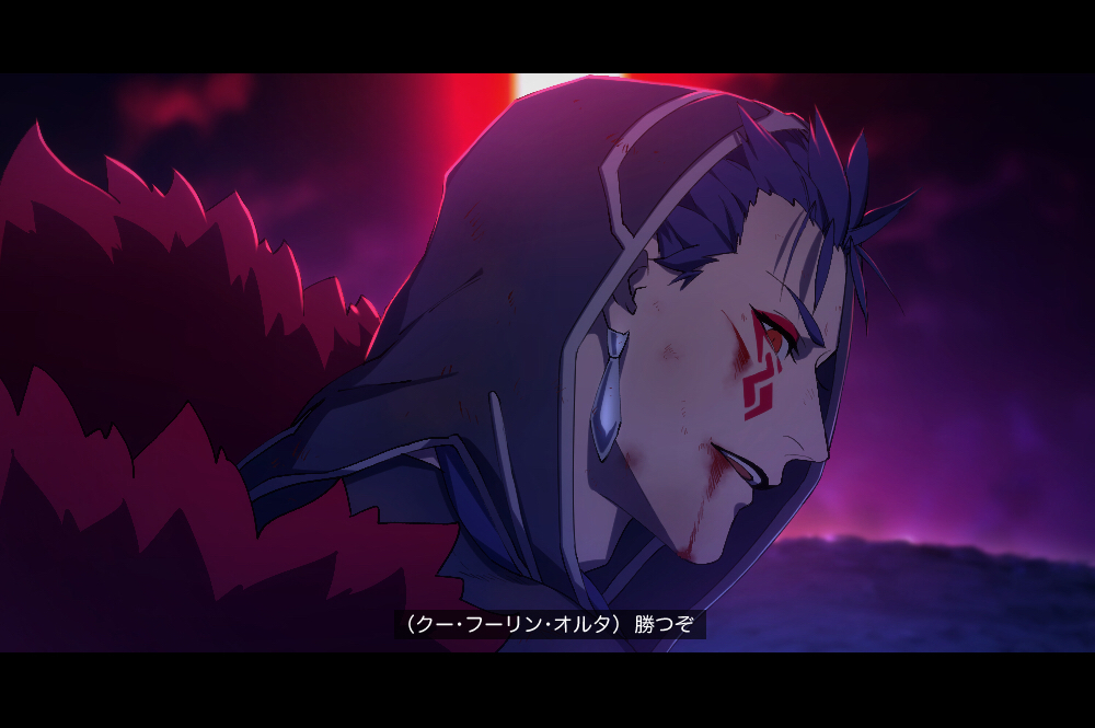 1boy blood blood_from_mouth blood_on_face blue_hair blue_hood bruise bruise_on_face commentary_request cu_chulainn_(fate) cu_chulainn_alter_(fate) cuts earrings fate/grand_order fate_(series) from_side fur_trim injury jewelry letterboxed male_focus portrait red_eyes solo subtitled translation_request yanoooh