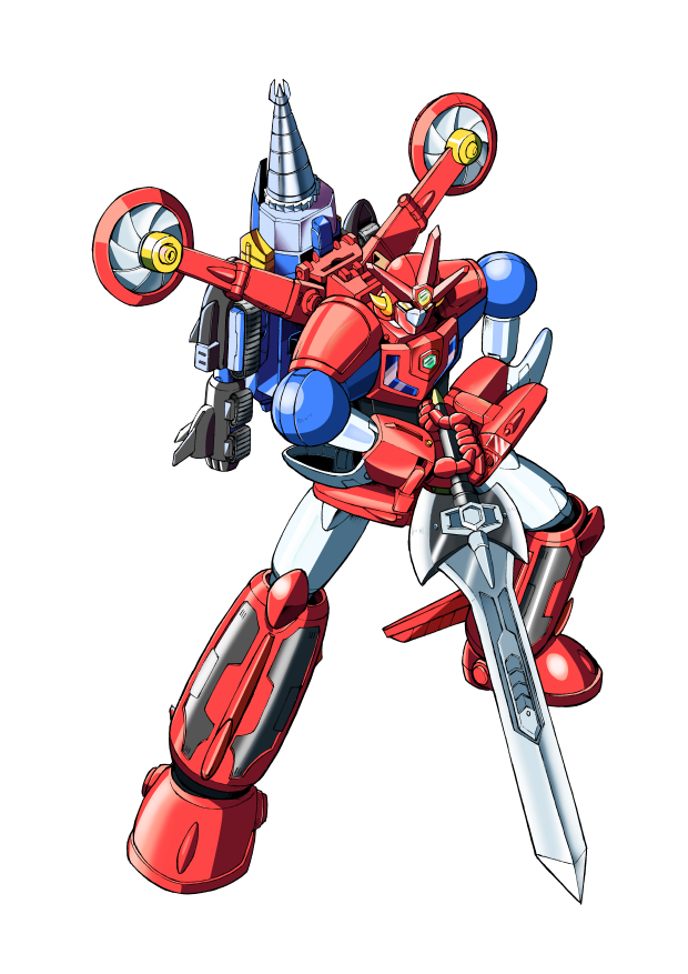from_above full_body getter_dragon getter_robo getter_robo_g holding holding_sword holding_weapon mecha mecha_focus moukin_punch no_humans orange_eyes robot science_fiction solo super_robot sword weapon white_background