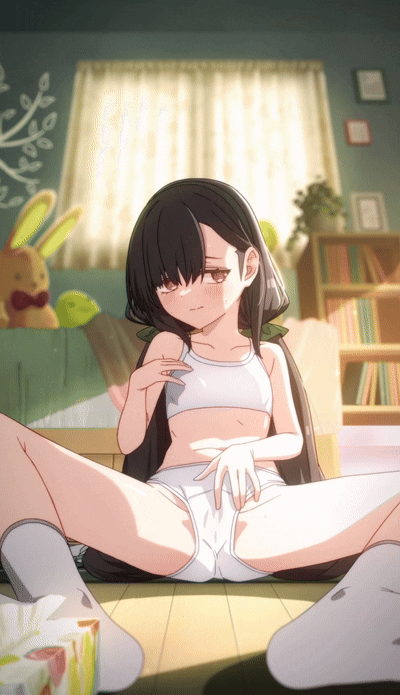 1girl animated animated_gif ass bed bedroom bookshelf bra breasts brown_eyes curtains female_masturbation fingering foreshortening grabbing_own_breast gyuunyuu_nomio heart indoors kusunoki_mei loli long_hair looking_at_viewer low_twintails masturbation navel nipple_stimulation nipple_tweak no_shoes on_floor open_mouth original panties seto_tinami sitting small_breasts socks solo spread_legs talking thighs tissue tissue_box training_bra translation_request twintails underwear underwear_only very_long_hair white_bra white_panties white_socks window wooden_floor
