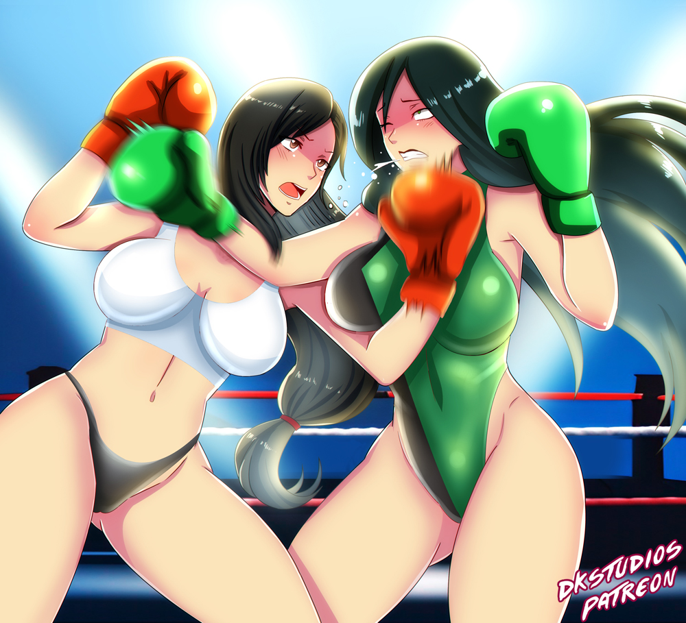 boxing breasts crossover dkstudios05 final_fantasy final_fantasy_vii kim_possible_(series) large_breasts shego tifa_lockhart