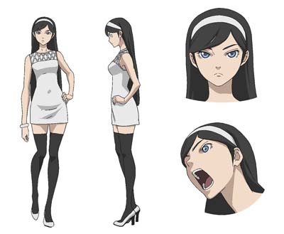 1girl black_hair blue_eyes breasts reference_sheet curvy female_focus full_body hairband kumashiro_maya long_hair looking_at_viewer lowres medium_breasts official_art seikimatsu_occult_gakuin simple_background smile solo standing thighhighs wide_hips