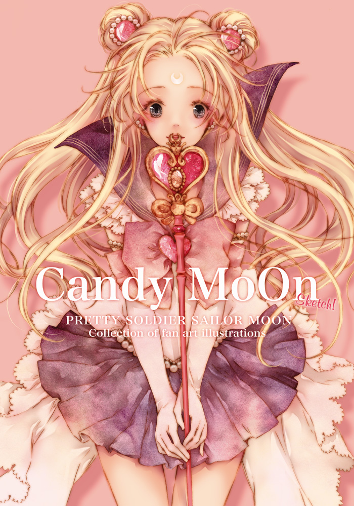 1girl bad_id bad_pixiv_id bishoujo_senshi_sailor_moon bishoujo_senshi_sailor_moon_s blue_eyes blue_sailor_collar blue_skirt brooch copyright_name cover cover_page cowboy_shot crescent crescent_facial_mark english_text facial_mark female_focus forehead_mark gem gloves hair_ornament heart heart_brooch jewelry long_hair magical_girl pearl_(gemstone) pink_background pretty_guardian_sailor_moon princess_sailor_moon runa_(runaberry2) sailor_collar sailor_moon skirt solo spiral_heart_moon_rod staff thigh_gap tsukino_usagi very_long_hair white_gloves