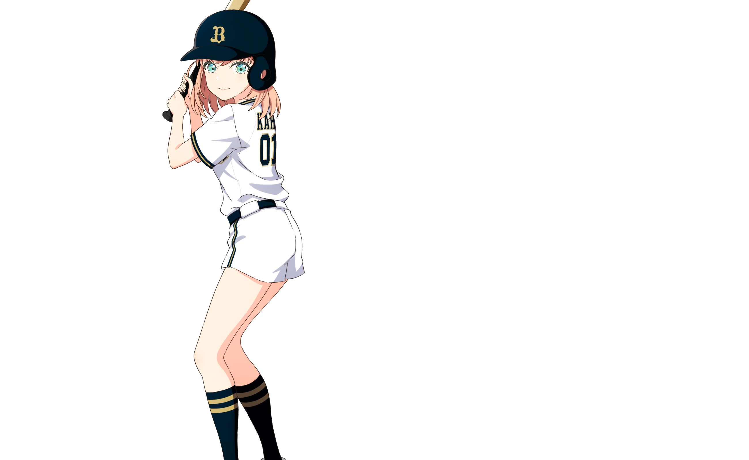 anime_coloring aqua_eyes baseball_bat baseball_helmet baseball_uniform batting_stance belt black_belt black_helmet black_socks closed_mouth feet_out_of_frame hands_up helmet highres hinoshita_kaho holding holding_baseball_bat link!_like!_love_live! looking_at_viewer love_live! medium_hair negative_space nippon_professional_baseball official_art orix_buffaloes outline pink_hair serious shirt shorts socks sportswear transparent_background virtual_youtuber white_outline white_shirt white_shorts
