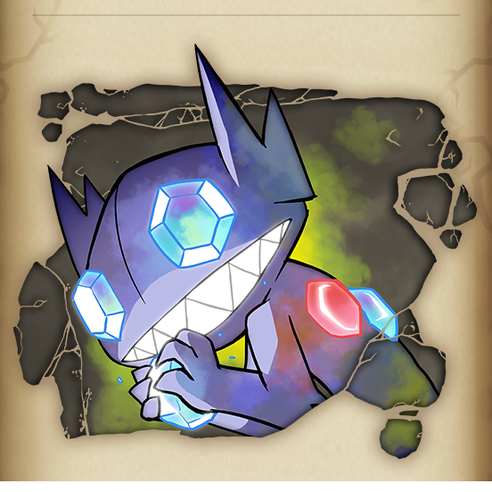 ariga_hitoshi blue_gemstone game_freak gem gem_eyes gen_3_pokemon grin holding holding_gem nintendo no_humans official_art pokemon pokemon_(creature) pokemon_focus red_gemstone sableye sharp_teeth smile solo teeth third-party_source