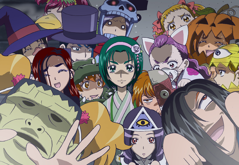 00s 6+girls akimoto_komachi anatomical_model animal_ears aono_miki black_hair brown_eyes brown_hair cat_ears closed_eyes crossover eyelashes flower frankenstein&#039;s_monster fresh_precure! futari_wa_precure futari_wa_precure_max_heart futari_wa_precure_splash_star ghost godzilla godzilla_(series) green_eyes green_hair hair_flower hair_ornament hair_ribbon hairband halloween higashi_setsuna hyuuga_saki jack-o&#039;-lantern japanese_clothes kappa kasugano_urara_(yes!_precure_5) kimono kujou_hikari milk_(yes!_precure_5) mimino_kurumi minazuki_karen mishou_mai misumi_nagisa momozono_love multiple_girls natsuki_rin nurikabe_(character) poisony_(futari_wa_precure) precure precure_all_stars pumpkin purple_hair red_eyes ribbon shaded_face skeleton skull tawashi_(pixiv) tawashi_(tawashisan) the_creature vampire witch yamabuki_inori yes!_precure_5 yes!_precure_5_gogo! yukata yukishiro_honoka yumehara_nozomi zombie