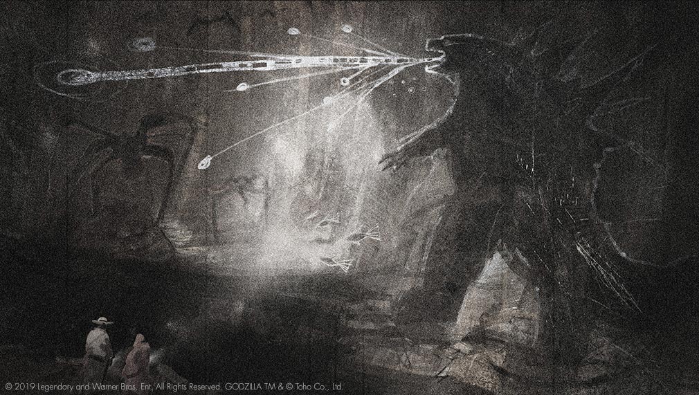 cave_paintings conspiracy energy energy_beam fire giant giant_monster godzilla godzilla:_king_of_the_monsters godzilla_(series) hieroglyphics kaiju legendary_pictures monarch_(monsterverse) monster monsterverse muto_(godzilla) muto_female official_art promotional_art toho viral_marketing