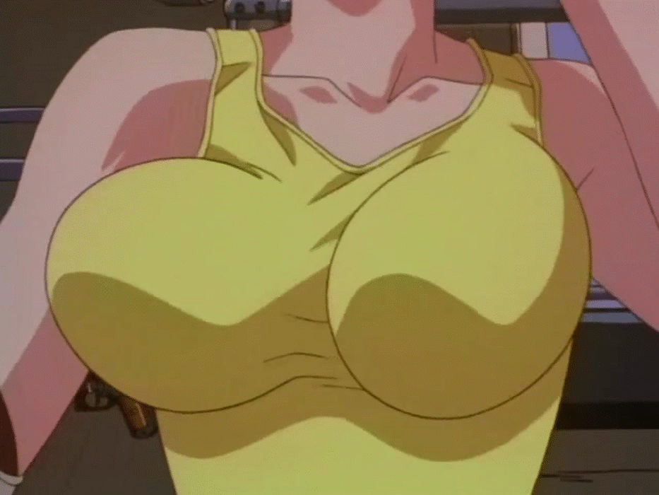 1990s_(style) 1girl animated animated_gif bouncing_breasts breasts burn-up burn-up_excess female_focus jinguu_maya large_breasts no_bra retro_artstyle solo