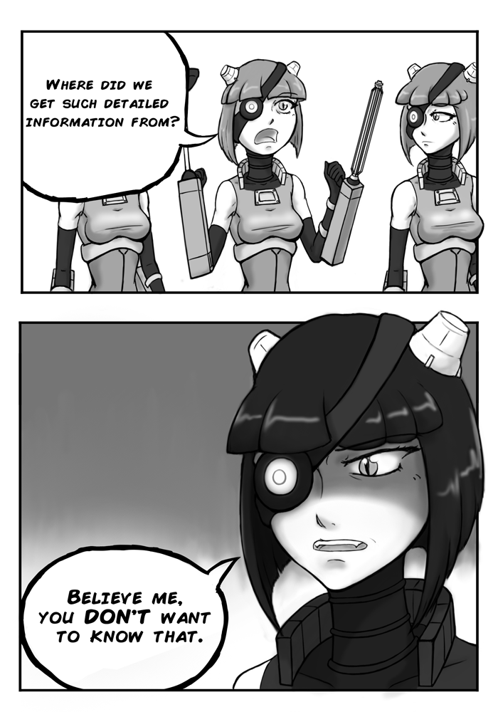 4girls comic dalek dalek_sec doctor_who eyepatch green_hair monochrome multiple_girls personification short_hair teeth