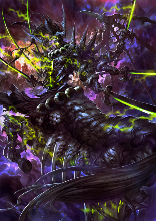 1boy bead_necklace beads black_hair breath_weapon breathing_fire centaur dannoura_yuuki dual_wielding extra_arms fate/grand_order fate_(series) fire floating_hair game_cg glowing glowing_sword glowing_weapon green_fire holding holding_sword holding_weapon horns jewelry long_hair male_focus monster_boy necklace official_art open_mouth pectorals purple_background rearing skeletal_wings solo sword taur third-party_source weapon wings xiang_yu_(fate)