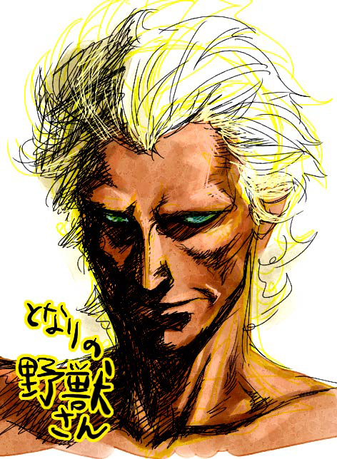 blonde_hair green_eyes gundam male_focus solo utaco yazan_gable zeta_gundam
