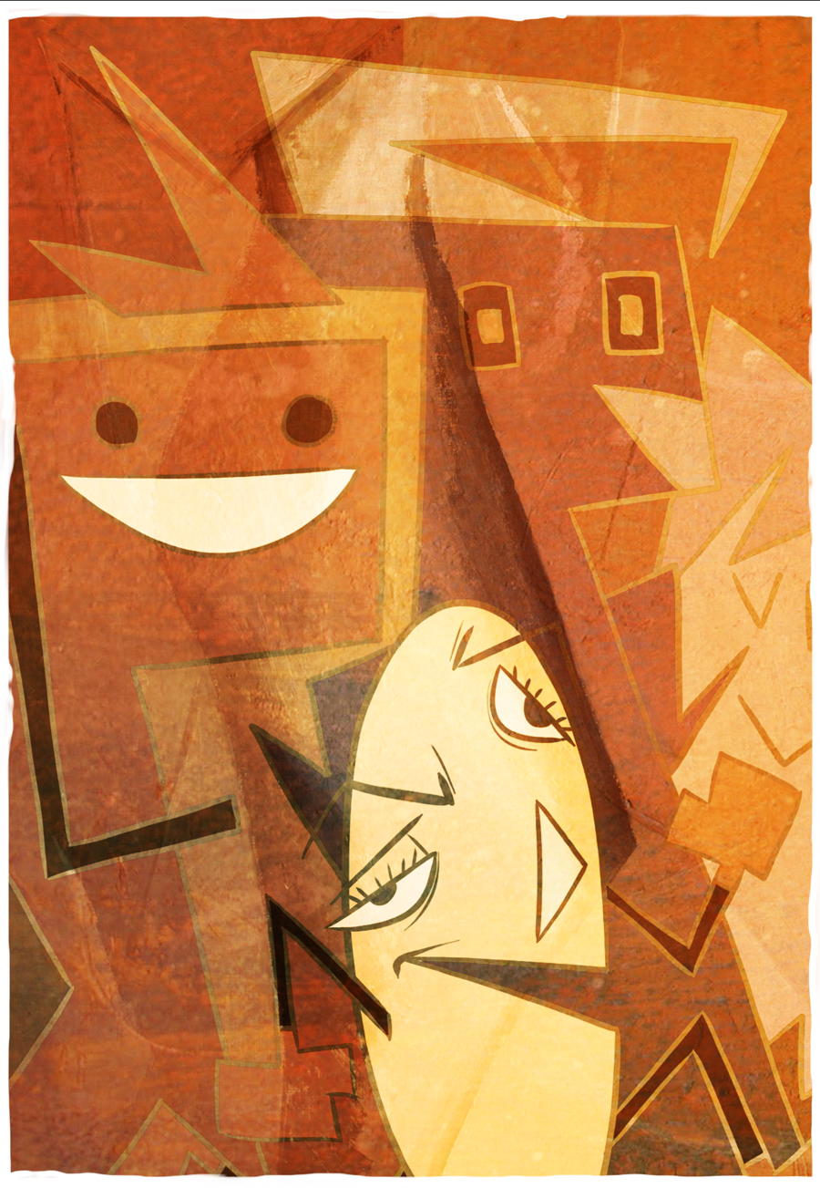 blinky_(pac-man) cubism fine_art_parody highres inky_(pac-man) mike_krahulik namco pac-man pac-man_(game) parody pinky_(pacman) style_parody