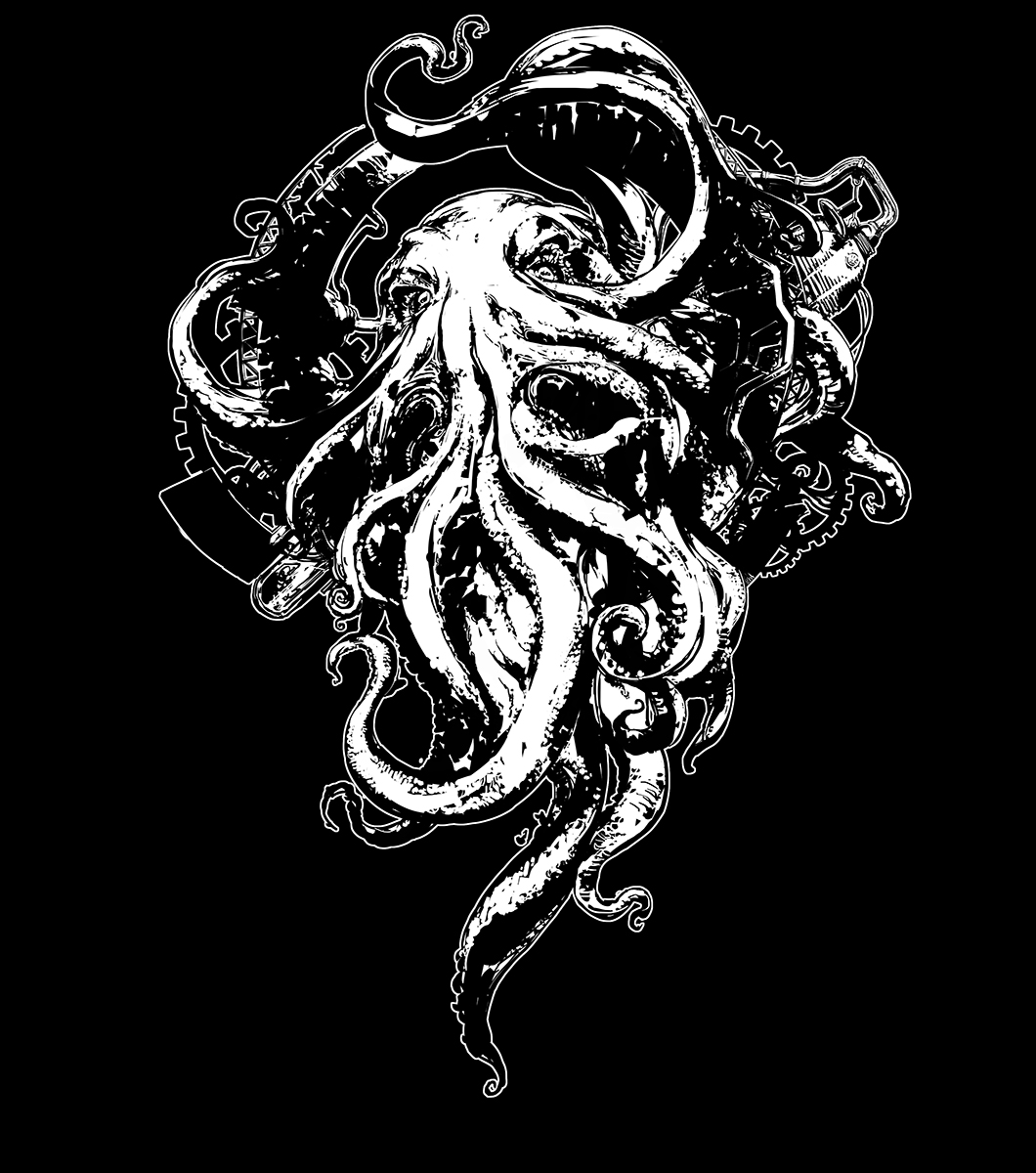 1other chuuou_higashiguchi cthulhu cthulhu_mythos eldritch_abomination highres looking_at_viewer monochrome monster solo tentacles