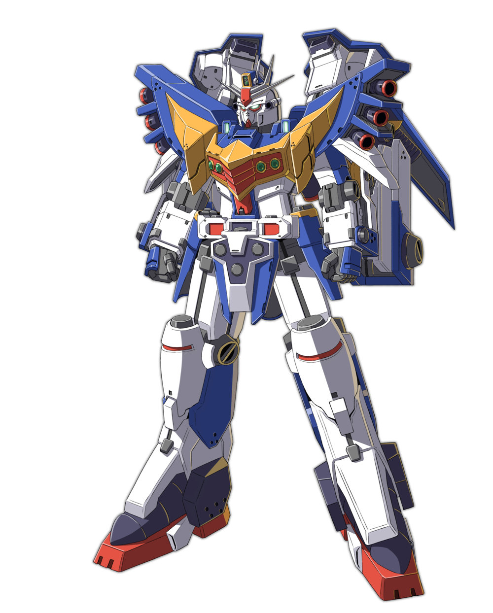 glowing glowing_eyes gundam gundam_gp-01_full_vernian_zephyranthes highres mecha no_humans robot science_fiction sd_command_chronicles sd_gundam shingo_(picturepuzzle) simple_background solo star_gundam_gp01 white_background