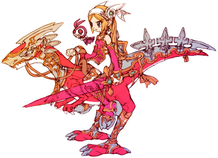 1girl armor dinosaur female_focus flat_color hair_ornament original peachclass riding simple_background solo sword weapon white_background
