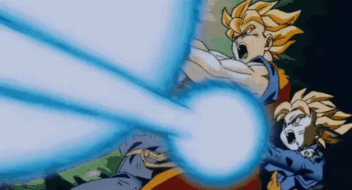 animated animated_gif blonde_hair blood brothers powering_up dragon_ball dragonball_z family_kamehameha father-son_kamehameha father_and_son green_eyes impact_frame incoming_attack kamehameha_(dragon_ball) lowres muscular muscular_male screaming siblings son_gohan son_goku son_goten spiked_hair super_saiyan tagme torn_clothes