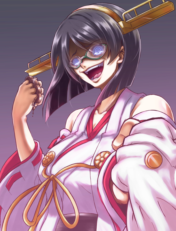 check_commentary chocolate commentary_request gekoge_satoru kantai_collection kirishima_(kancolle) solo tagme